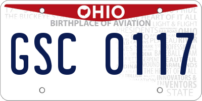 OH license plate GSC0117