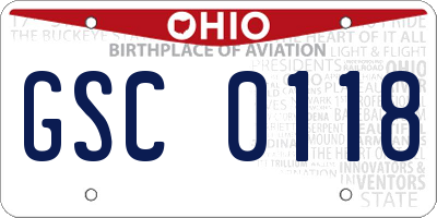 OH license plate GSC0118