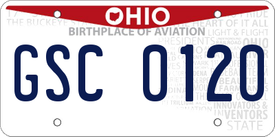 OH license plate GSC0120