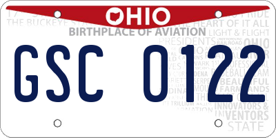 OH license plate GSC0122