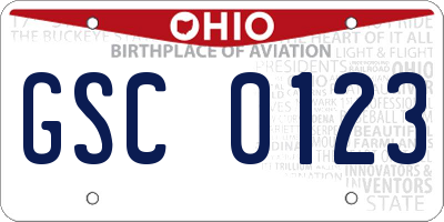 OH license plate GSC0123