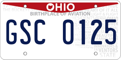 OH license plate GSC0125