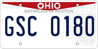 OH license plate GSC0180