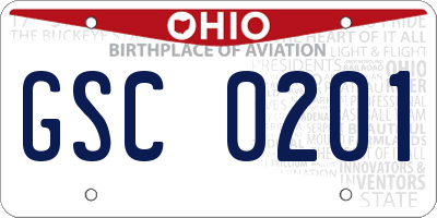 OH license plate GSC0201