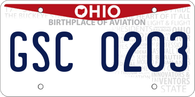 OH license plate GSC0203