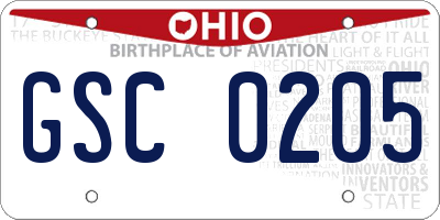 OH license plate GSC0205