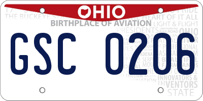 OH license plate GSC0206