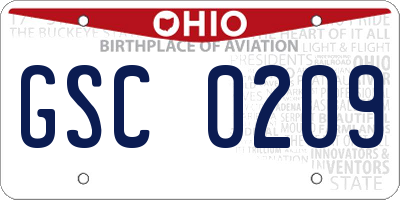 OH license plate GSC0209