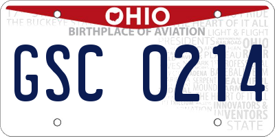 OH license plate GSC0214