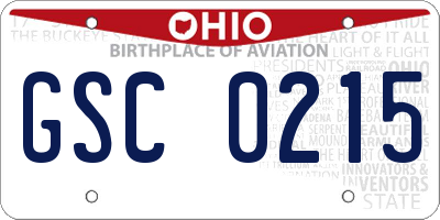 OH license plate GSC0215