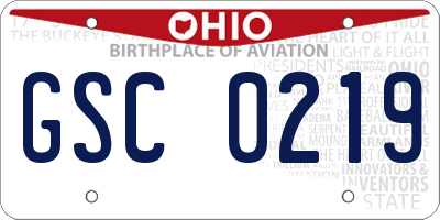 OH license plate GSC0219