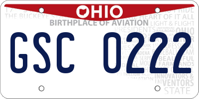 OH license plate GSC0222