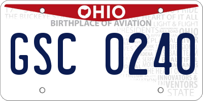 OH license plate GSC0240