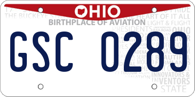 OH license plate GSC0289