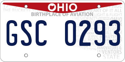OH license plate GSC0293