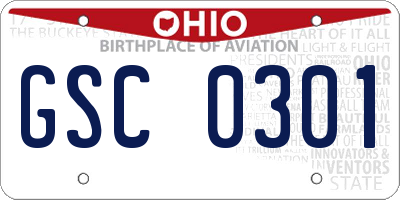 OH license plate GSC0301
