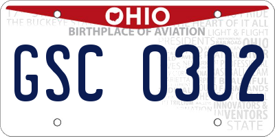 OH license plate GSC0302