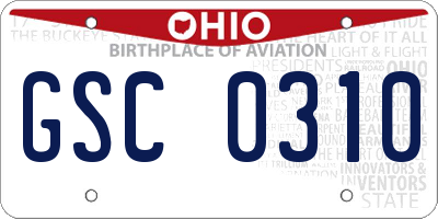 OH license plate GSC0310