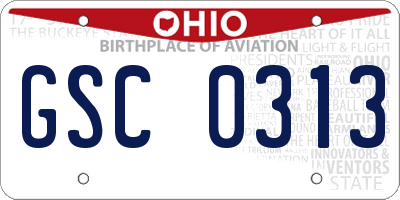 OH license plate GSC0313