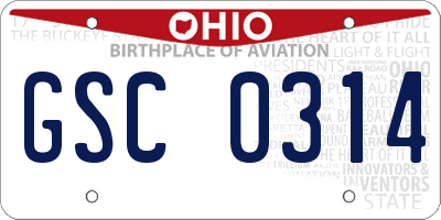 OH license plate GSC0314