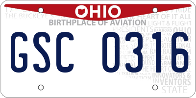 OH license plate GSC0316