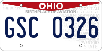 OH license plate GSC0326