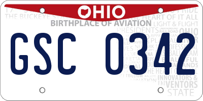OH license plate GSC0342