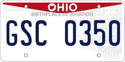 OH license plate GSC0350