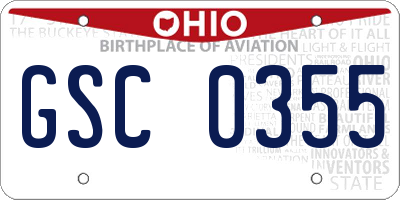 OH license plate GSC0355