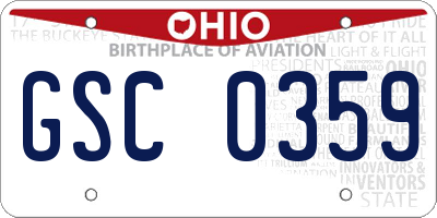 OH license plate GSC0359