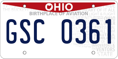 OH license plate GSC0361