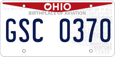 OH license plate GSC0370