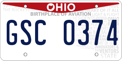 OH license plate GSC0374