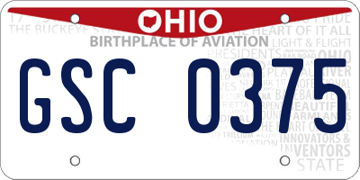 OH license plate GSC0375