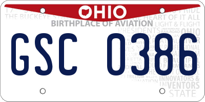 OH license plate GSC0386