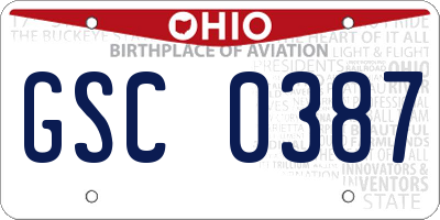 OH license plate GSC0387