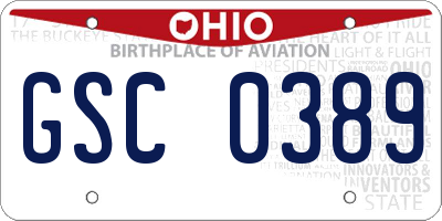 OH license plate GSC0389