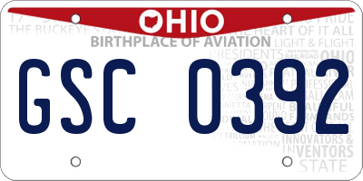 OH license plate GSC0392