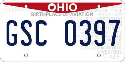 OH license plate GSC0397