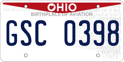 OH license plate GSC0398