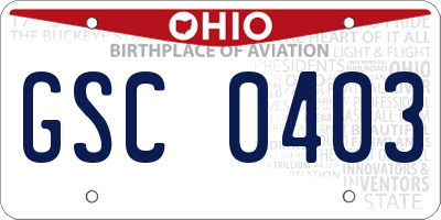 OH license plate GSC0403