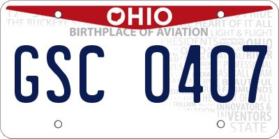 OH license plate GSC0407