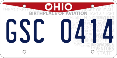 OH license plate GSC0414