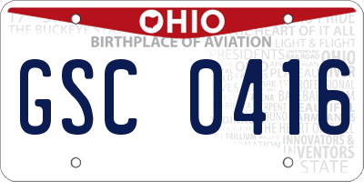 OH license plate GSC0416