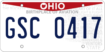 OH license plate GSC0417