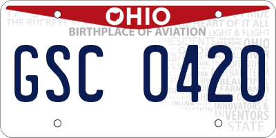 OH license plate GSC0420