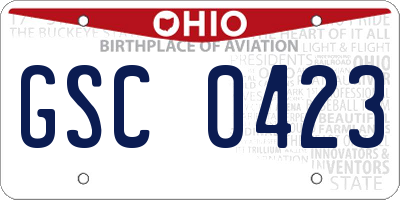 OH license plate GSC0423
