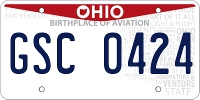 OH license plate GSC0424