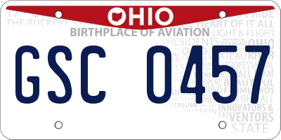 OH license plate GSC0457