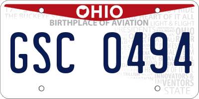 OH license plate GSC0494